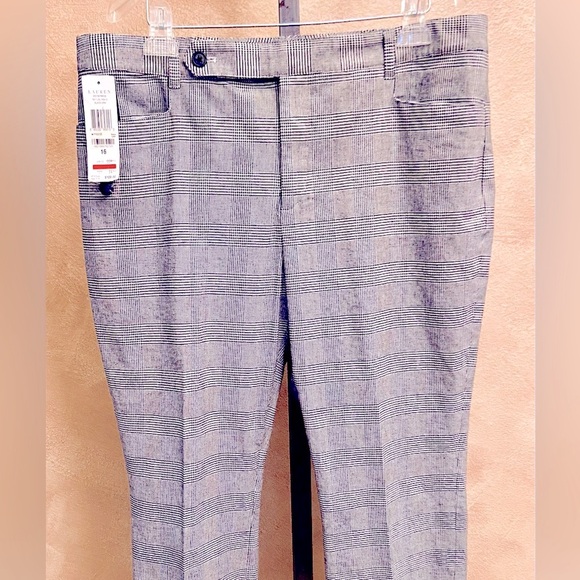 NWT Women’s 16 Lauren Ralph Lauren style Adelle, Black & Cream Plaid Trousers - Picture 6 of 6